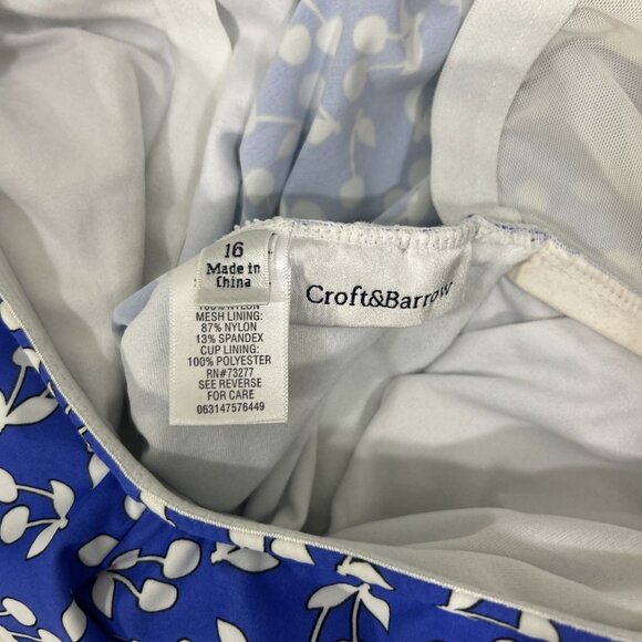 Croft & Barrow Women 16 Tankini Blue White Padded Bra - Picture 7 of 7